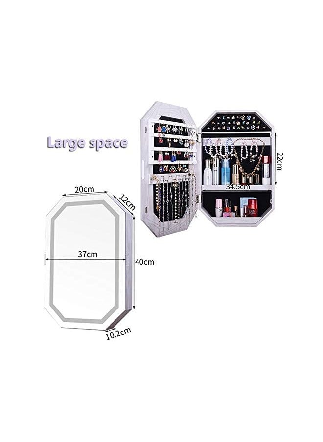 Leegoal - Jewelry Cabinet Wall Mounted Mirror Jewelry Organizer Eight Edge Jewelry Armoire with Frameless Mirror Earring Organizer Thickened Jewelry Box Space Saving Jewelry Storage Organizer (B) - Image 1