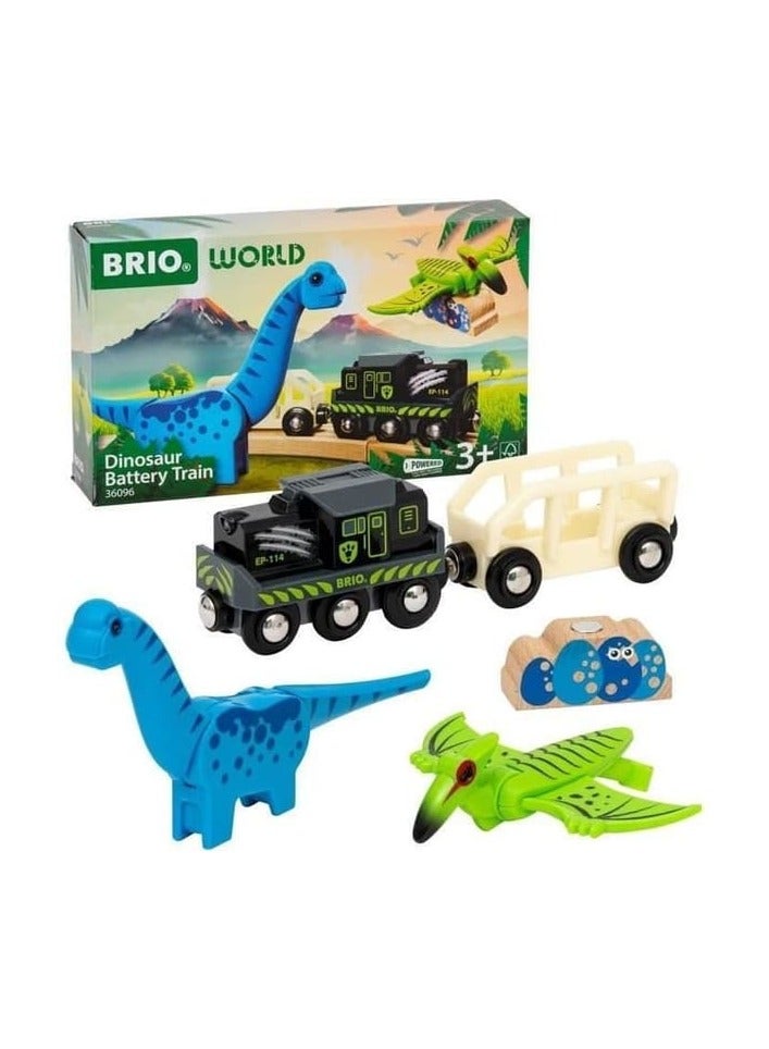 Brio قطار الديناصور BRIO 36096 بالبطارية – قطار ألعاب كهربائي مع ضوء، و2 شخصية ديناصور وشحنة بيضة – متوافق مع مجموعات السكك الحديدية الخشبية BRIO – للأعمار 3 سنوات فما فوق | 36096-B - Image 4