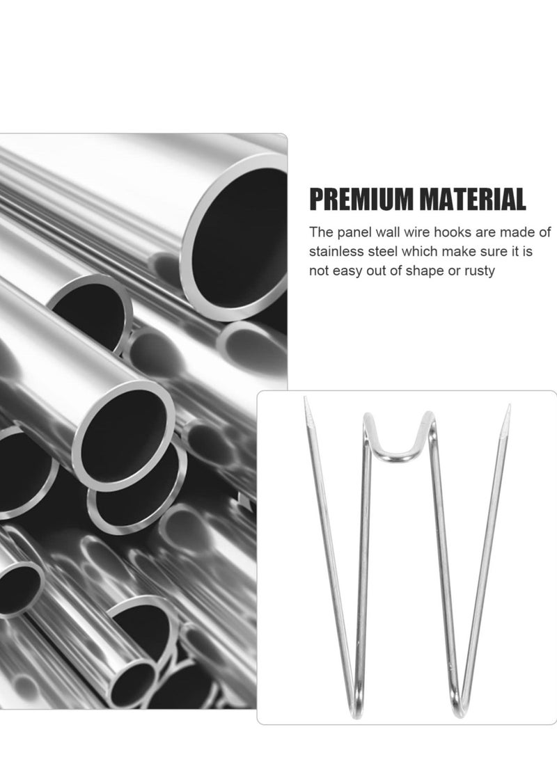 Fabric Panel Wall Wire Hooks，100pcs Stainless Steel Cubicle Hooks Clips Picture Hangers - For Home and Office Decor - Image 2