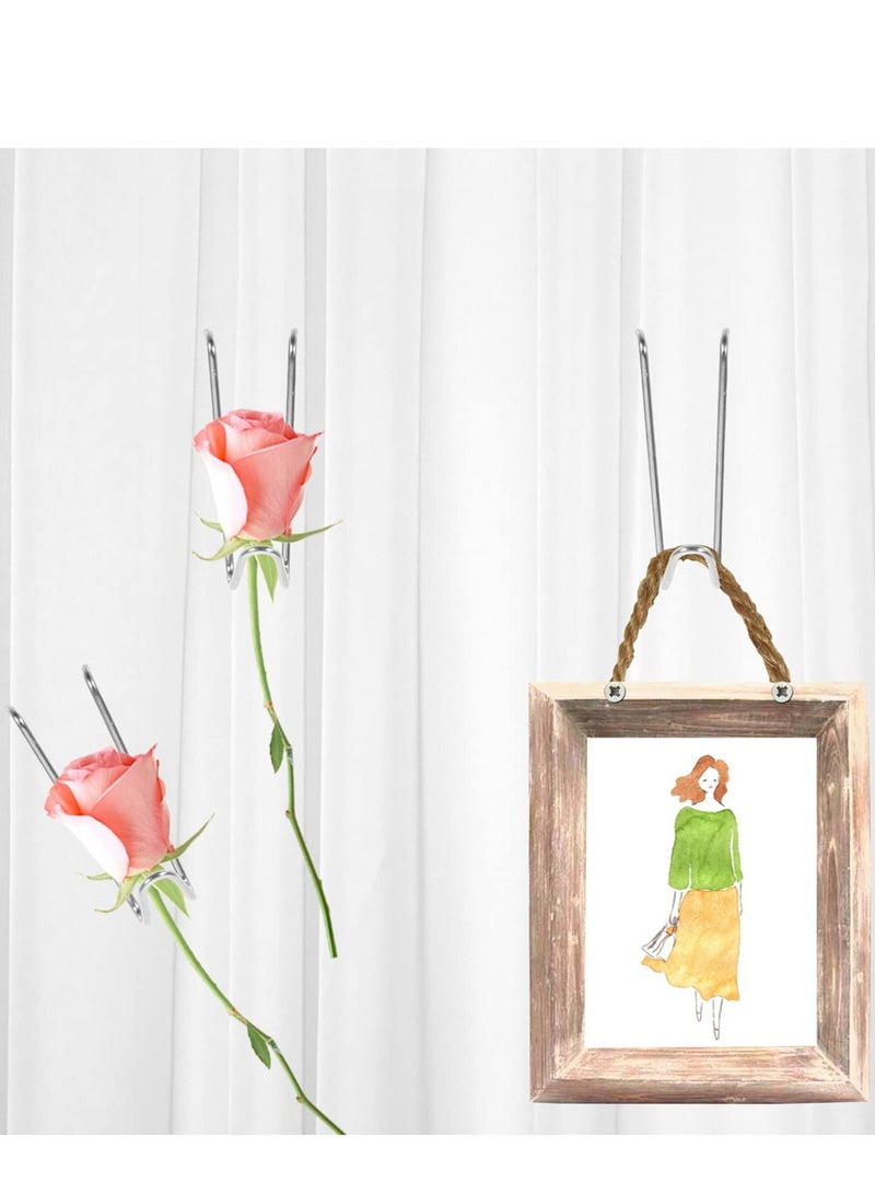 Fabric Panel Wall Wire Hooks，100pcs Stainless Steel Cubicle Hooks Clips Picture Hangers - For Home and Office Decor - Image 3