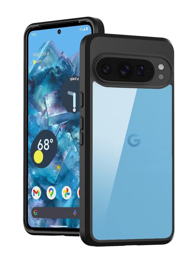 متوافق مع جراب Google Pixel 9، شفاف، مقاوم للصدمات من الدرجة العسكرية ومضاد للأصفر، جراب هاتف واقٍ نحيف وغطاء كامل من الصدمات مع واقي عدسة الكاميرا - أسود - Image 1