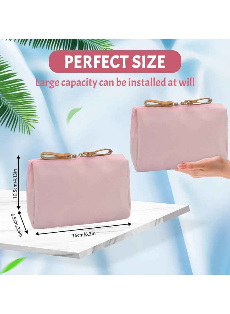 Oasisgalore Waterproof Travel Makeup Bag for Women - Small Cosmetic Pouch, Portable Zipper Case, Pink - Image 2