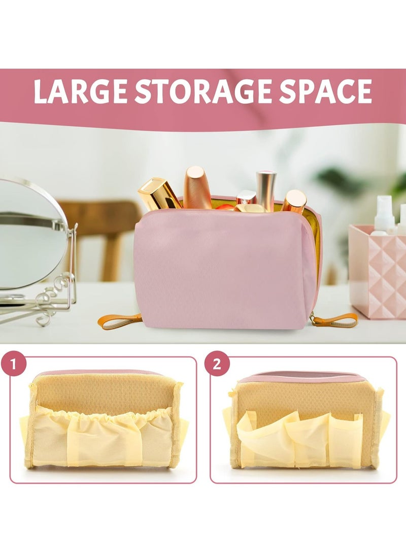 Oasisgalore Waterproof Travel Makeup Bag for Women - Small Cosmetic Pouch, Portable Zipper Case, Pink - Image 5