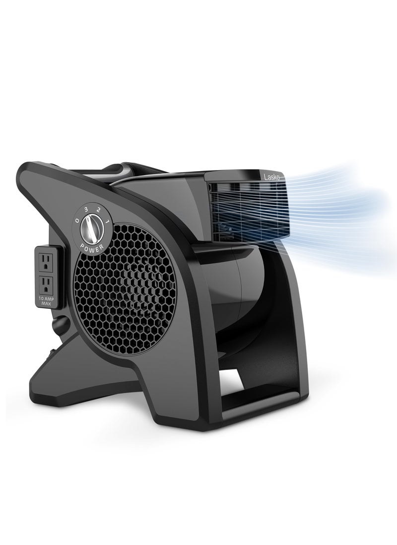 Lasko Lasko High Velocity Fan 15 375 CFM Professional Utility Pivoting Blower Fan with 3 Speeds 2 Accessory Outlets 120V Black Model U15617  - Image 1