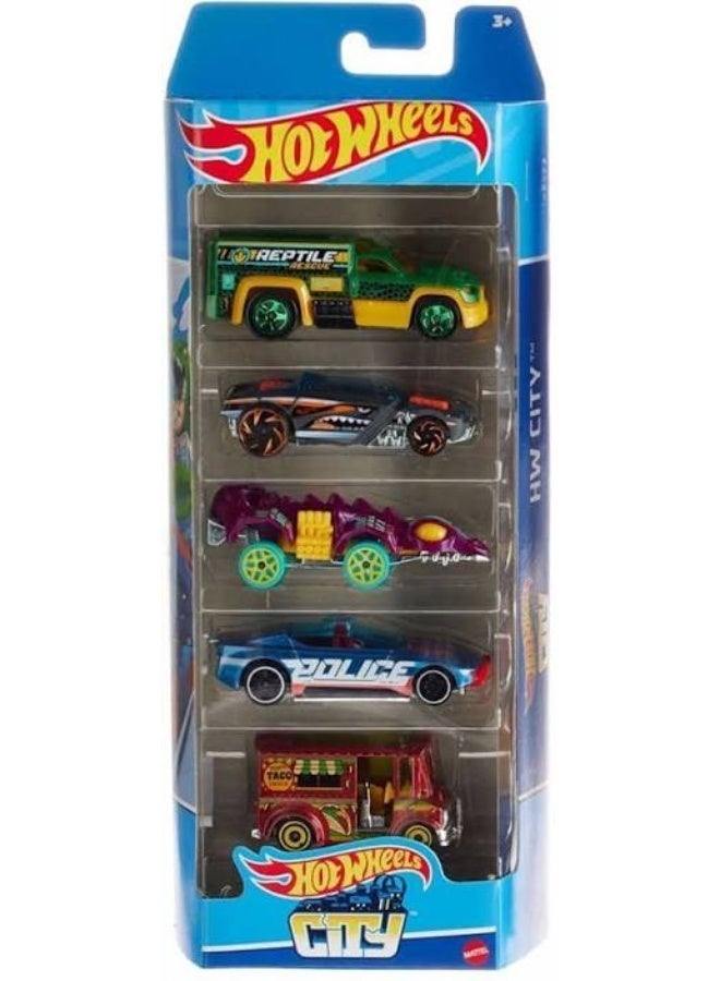 Hot Wheels Basic Car Pack Of 5 Assorted Designs & Colors Diecast 1:64 Scale Metal Cars Starter Collection – Die-Cast Toy Car for Kids & Collectors - Image 3