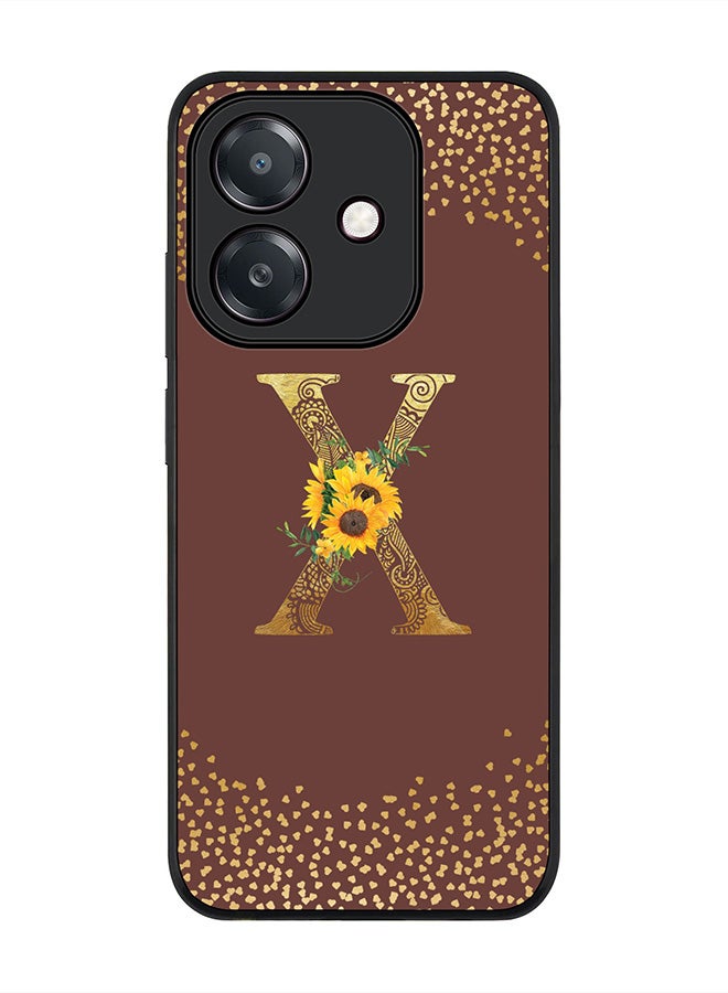 Stylizedd For Oppo A5i Case,Slim fit Camera Protection, Shockproof Thin Phone cover  - Custom Floral Monogram - X  (Brown )