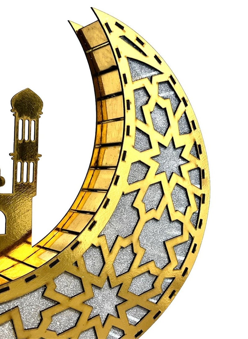 Wooden Gold Ramadan Crecent with changable lighting (XL size) 45 * 36 cms  - Image 4