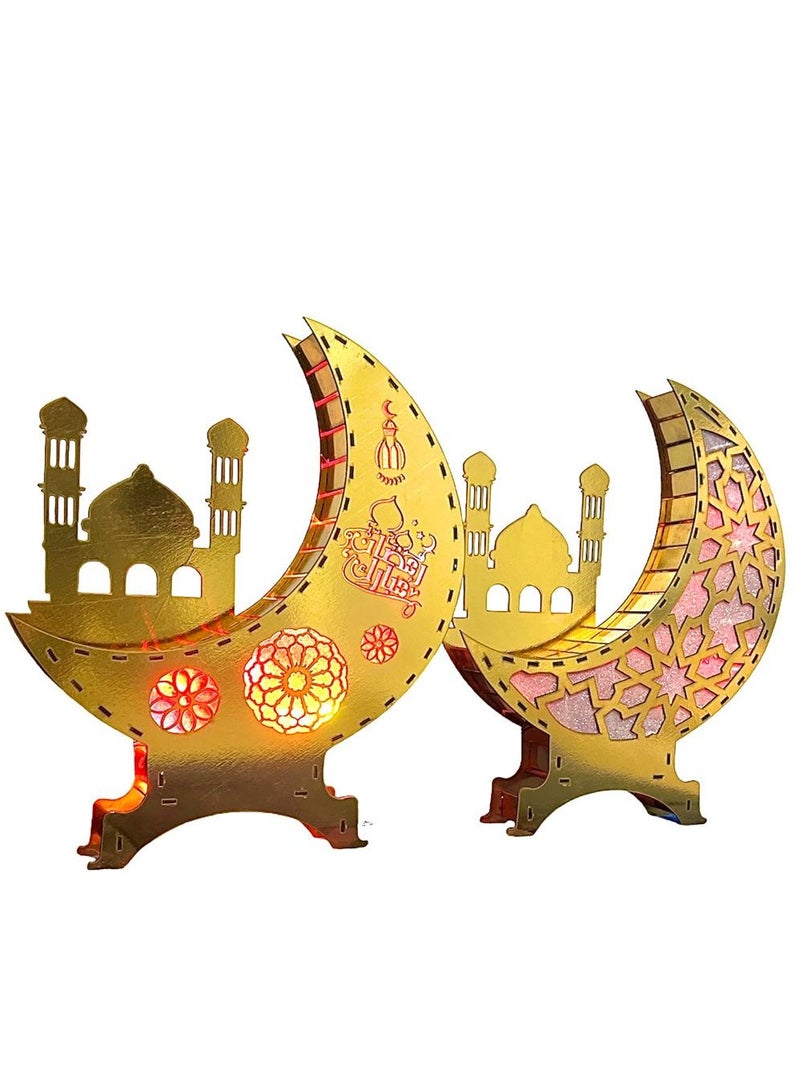 Wooden Gold Ramadan Crecent with changable lighting (XL size) 45 * 36 cms  - Image 5
