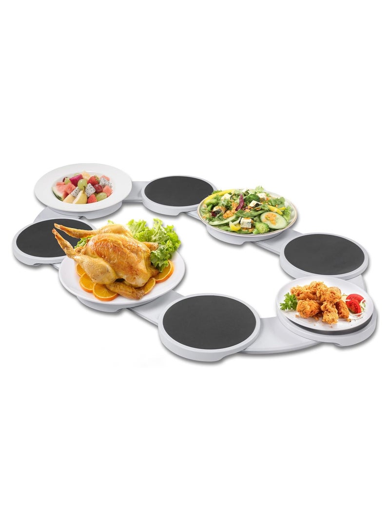 Lazy Susan Turntable Expandable, Serving Tray Tabletop 360° Rotating for Rectangular & Oblong Tables, Turntable Tray Reusable Portable for Kitchen Pantry Cabinet Dining Table,8 Dishes  - Image 1