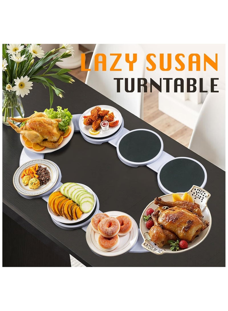 Lazy Susan Turntable Expandable, Serving Tray Tabletop 360° Rotating for Rectangular & Oblong Tables, Turntable Tray Reusable Portable for Kitchen Pantry Cabinet Dining Table,8 Dishes  - Image 2