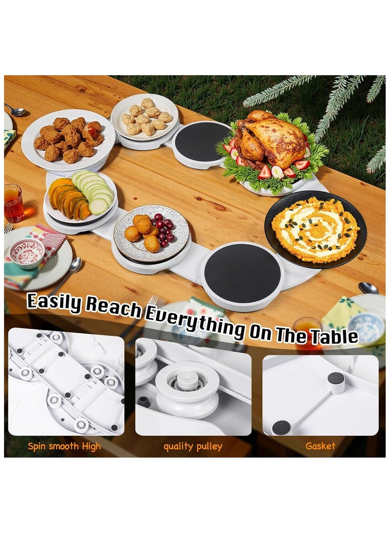 Lazy Susan Turntable Expandable, Serving Tray Tabletop 360° Rotating for Rectangular & Oblong Tables, Turntable Tray Reusable Portable for Kitchen Pantry Cabinet Dining Table,8 Dishes  - Image 4