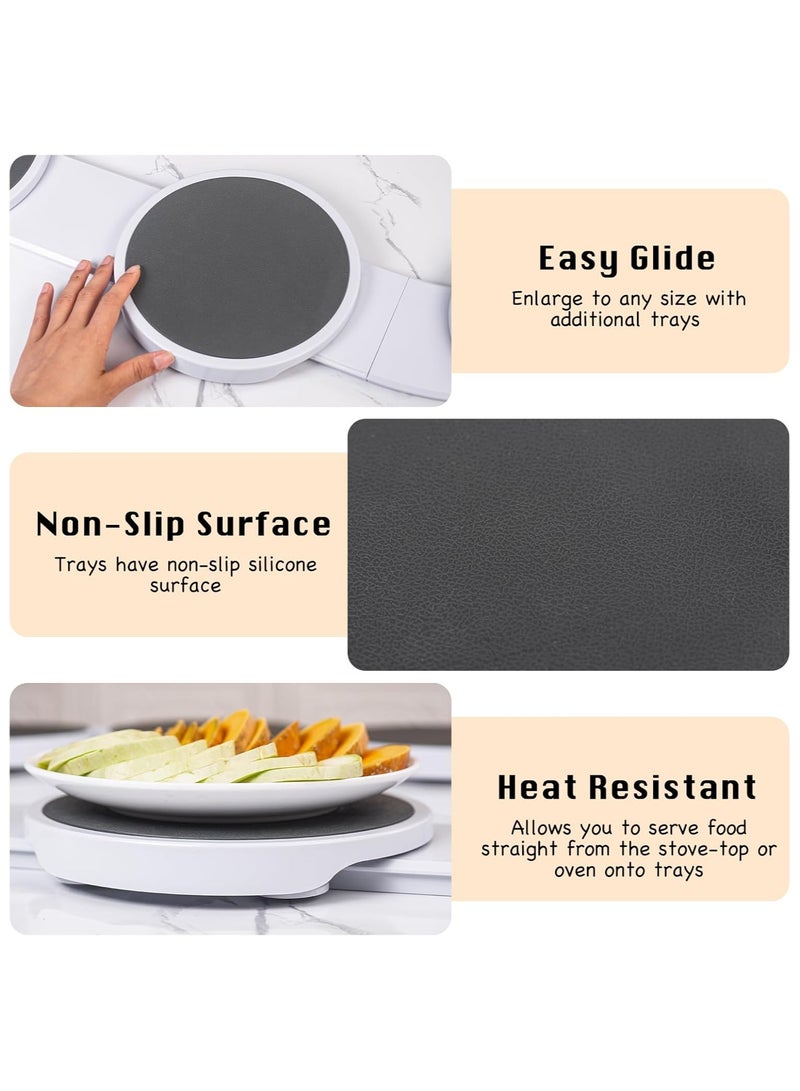 Lazy Susan Turntable Expandable, Serving Tray Tabletop 360° Rotating for Rectangular & Oblong Tables, Turntable Tray Reusable Portable for Kitchen Pantry Cabinet Dining Table,8 Dishes  - Image 5