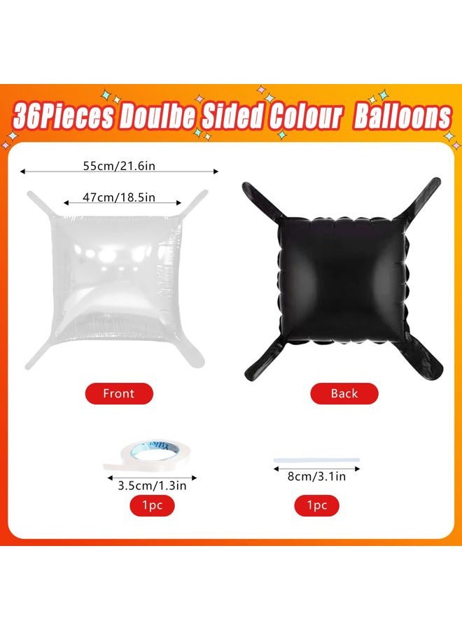 YiYou 36 Pcs Black and White Square Foil Balloon Wall Backdrop Double Sided Race Car Checkered Balloons Backdrop Tunnel Arch Kit Mylar Square Balloons for Race Car Birthday Party Decorations - Image 3