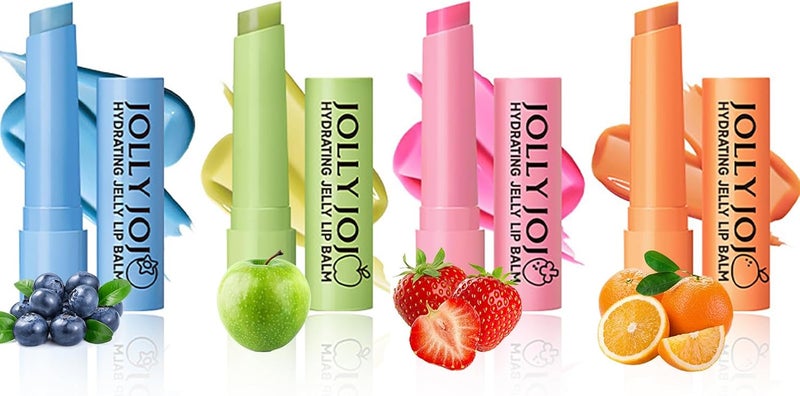 RoseFlower Natural Fruit Flavors Tinted Lip Balm Set for Lip Care Repair
