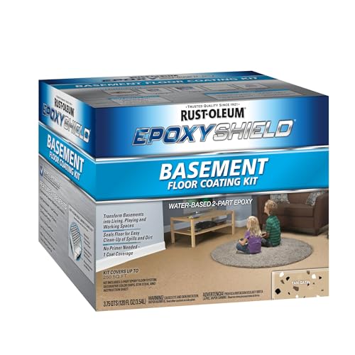 Rust-Oleum 391281 EpoxyShield Basement Floor Coating Kit, Gallon, Tan Satin - Image 3