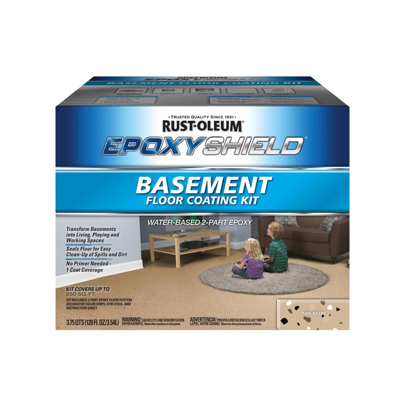 Rust-Oleum 391281 EpoxyShield Basement Floor Coating Kit, Gallon, Tan Satin - Image 4