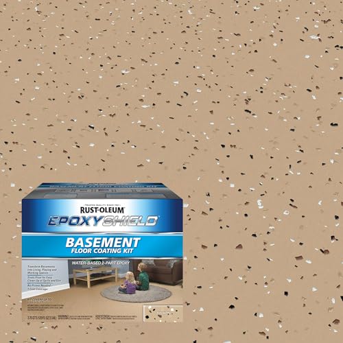 Rust-Oleum 391281 EpoxyShield Basement Floor Coating Kit, Gallon, Tan Satin - Image 2