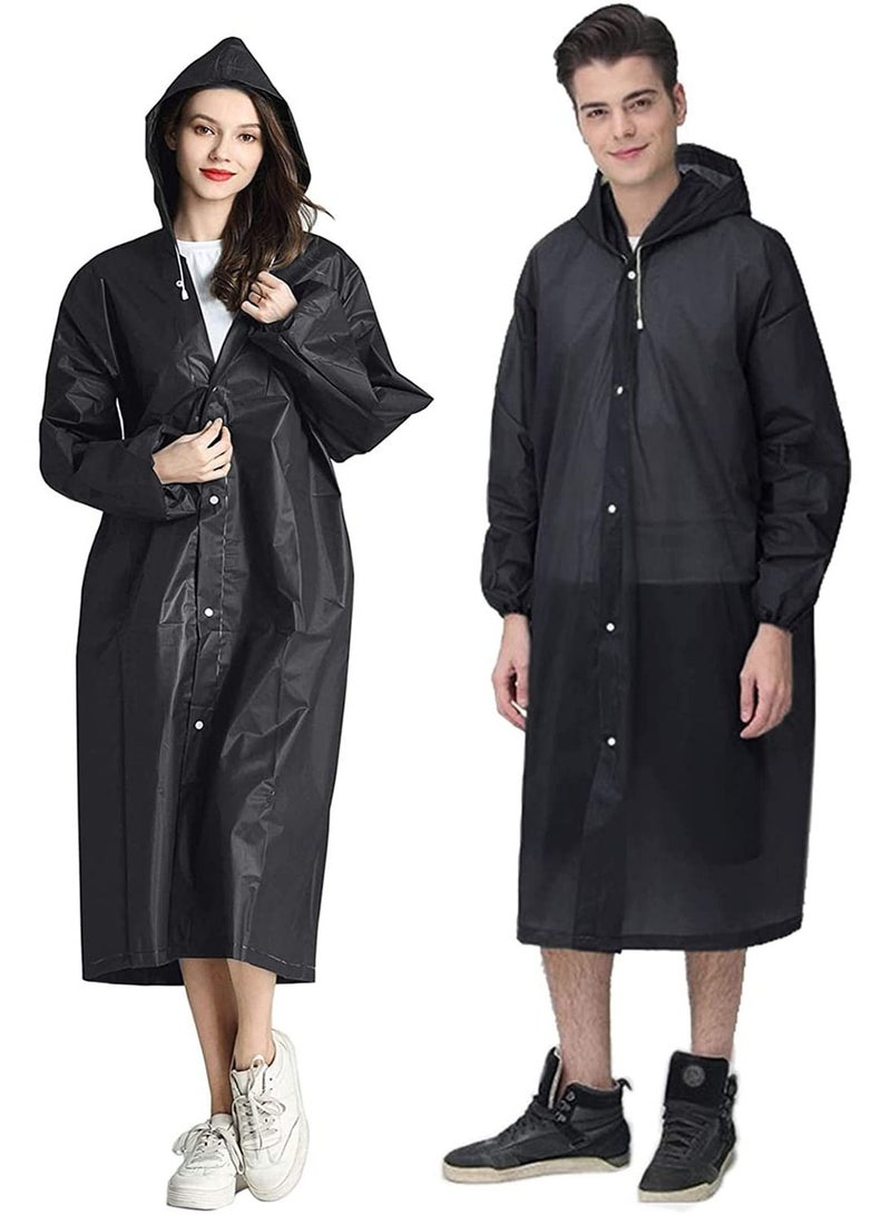Y&D Universal Portable Raincoat, black Waterproof EVA Rain Ponchos for Men and Women, MAKINGTEC Adults Reusable Coats Long Sleeve Poncho Camping, Hiking, or Any Outdoor Activities(2 Pack)  - Image 1