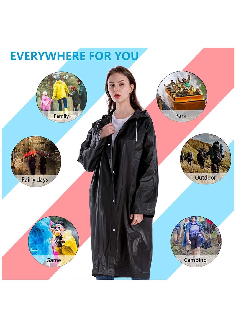 Y&D Universal Portable Raincoat, black Waterproof EVA Rain Ponchos for Men and Women, MAKINGTEC Adults Reusable Coats Long Sleeve Poncho Camping, Hiking, or Any Outdoor Activities(2 Pack)  - Image 4