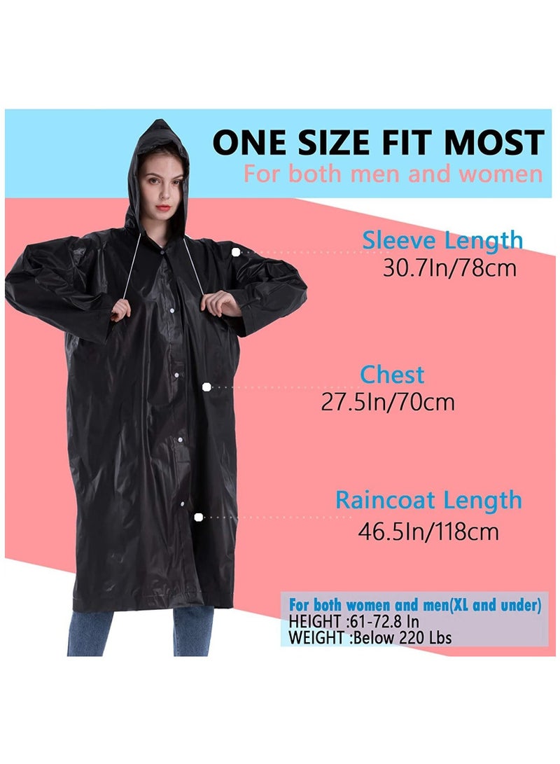 Y&D Universal Portable Raincoat, black Waterproof EVA Rain Ponchos for Men and Women, MAKINGTEC Adults Reusable Coats Long Sleeve Poncho Camping, Hiking, or Any Outdoor Activities(2 Pack)  - Image 3