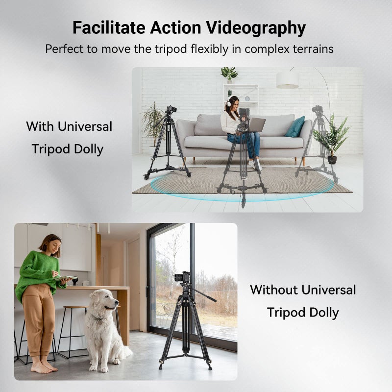 SmallRig Universal Photography Tripod Dolly, Heavy Duty with 3" Rubber Wheels, Adjustable Legs and Carry Bag, 33 lbs Capacity Tripod Wheels for Canon for Sony Cameras Camcorder Video Lighting- 3986 - Image 5