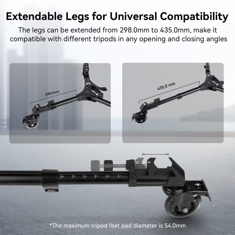 SmallRig Universal Photography Tripod Dolly, Heavy Duty with 3" Rubber Wheels, Adjustable Legs and Carry Bag, 33 lbs Capacity Tripod Wheels for Canon for Sony Cameras Camcorder Video Lighting- 3986 - Image 4
