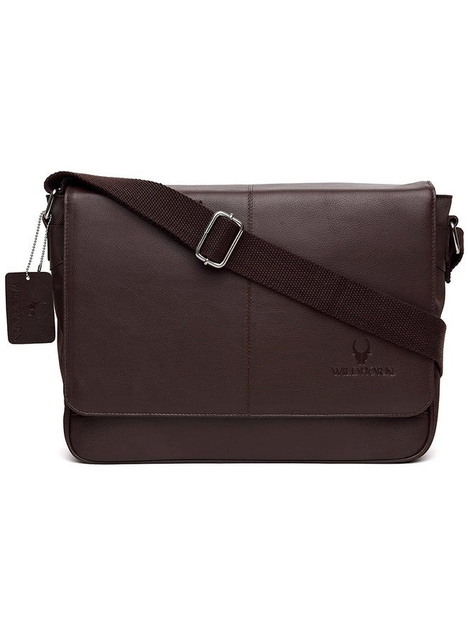 WildHorn Genuine Leather Messenger Bag for Men - Office Bag with Padded Laptop Compartment (Fits up to 13.5_x001D_ Laptops) - Adjustable Straps & Multiple Compartments - 1-Year Warranty - Image 1