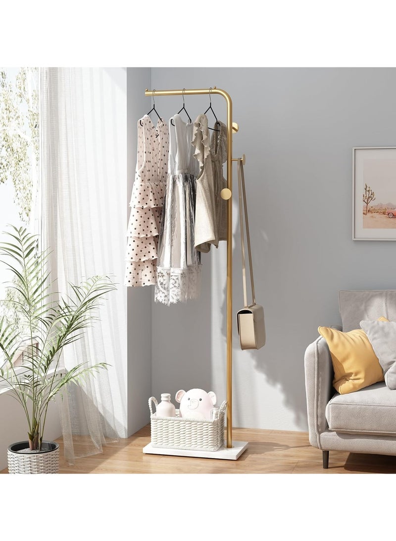 YQbest Coat Rack Freestanding with Natural Marble Base 67” 170cm Entryway Coats Hanger Stand with 3 Hooks, Home Bedroom Hotel Hall Tree for Coats, Hats, Scarves, Clothes, and Handbags - Image 1