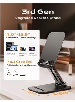 Tablet Stand for iPad Stand Holder Desk, Foldable iPad Pro Holder Portable Monitor Stand Travel Accessories, Home Office Desk Accessories for Men Gifts 2024 iPad Tab Kindle iPhone 4-15.9" Black - pzsku/ZA409D15C329F00C179CFZ/45/_/1738413476/6c28ba19-a7cd-49bb-a64f-a544aba275a2