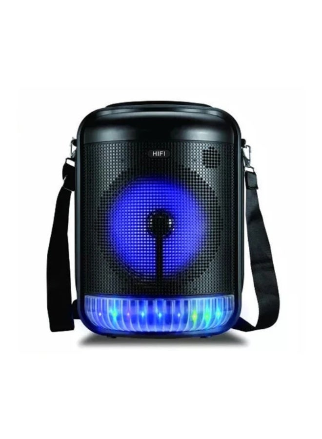 كروني مكبر صوت محمول بتقنية البلوتوث من كروني Rx-6101 مع أضواء ديسكو ملونة، وجهاز كاريوكي بقوة 10 وات، ويدعم بطاقة تي اف/يو اس بي/راديو اف ام، وميكروفون سلكي متضمن - Image 1