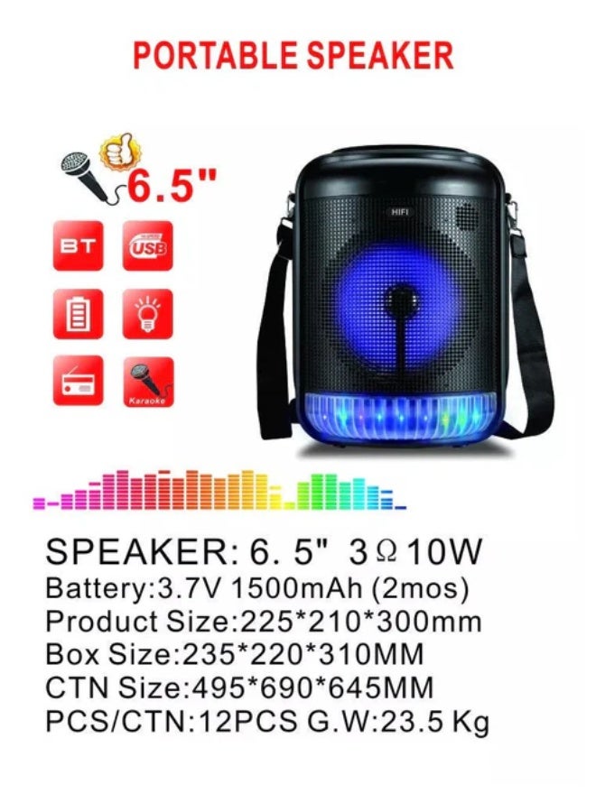 كروني مكبر صوت محمول بتقنية البلوتوث من كروني Rx-6101 مع أضواء ديسكو ملونة، وجهاز كاريوكي بقوة 10 وات، ويدعم بطاقة تي اف/يو اس بي/راديو اف ام، وميكروفون سلكي متضمن - Image 3