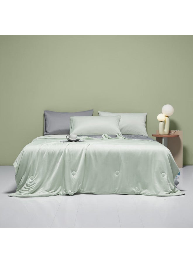 Muji A Class Cooling Air Conditioned Quilt, Washable Summer Cool Quilt, Cooling Value 0.29, Green And Gray Patchwork, 2.0m*2.3m