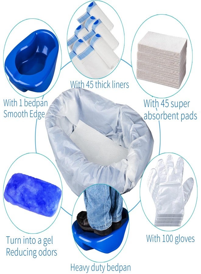 MINIVON Bed Pan Set with Heavy-Duty Bedpan, 45 Disposable Liners, 45 Absorbent Pads & 100 Gloves - Pack 45 Count, Bedpan for Men,Women Females, Bedpan Kit for Elderly, Bedridden, Post-Op Home & Hospital Care - Image 5