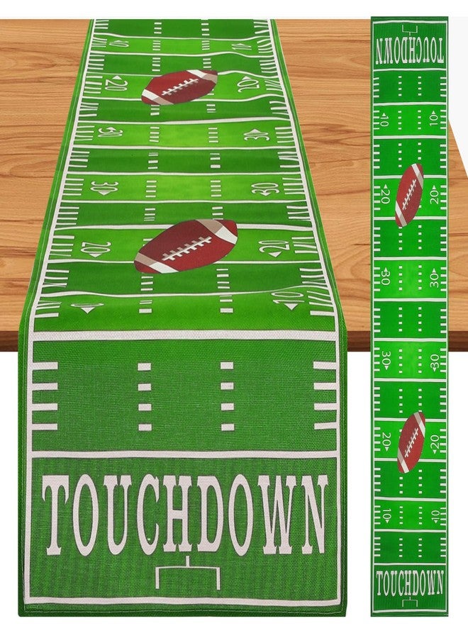 Quilax American Football Table Runner, Linen Touch Down Football Decorations for Home, Superbowl Table Runner for Superbowl Party Decorations - Image 1