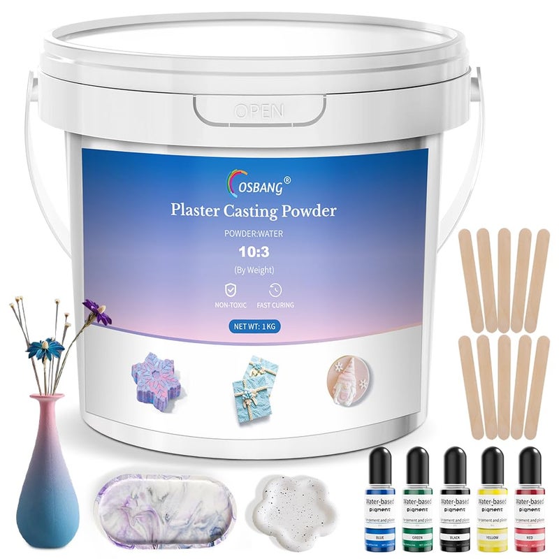 OSBANG Plaster Casting Powder 1000G/35 OZ, Water Activated Fast Curing Plaster Casting Powder, 20-30 Minutes Demold, Easy Mixing & Beginners Friendly Casting Powder for Resin Molds, Crafts & DIY Art - Image 1