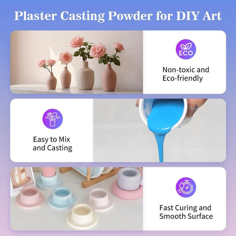 OSBANG Plaster Casting Powder 1000G/35 OZ, Water Activated Fast Curing Plaster Casting Powder, 20-30 Minutes Demold, Easy Mixing & Beginners Friendly Casting Powder for Resin Molds, Crafts & DIY Art - Image 3