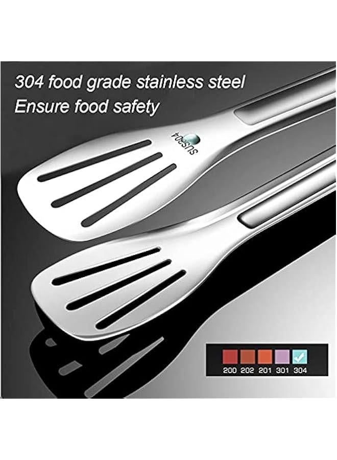 هوكور ملقاط مطبخ من الستانلس ستيل 304 قوي وآمن، سهل التنظيف والإمساك. مناسب للسلطة، الشواء، وأدوات القلي. هدية مثالية للمطبخ. - Image 4