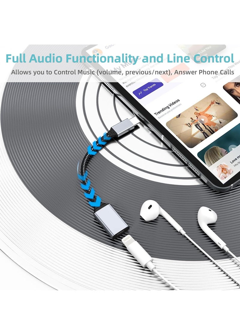 SYOSI كابل محول صوت USB C إلى Lightning، محول سماعات رأس HiFi Audio من USB Type C ذكر إلى Lightning أنثى، مناسب لجهاز iPhone 15 Pro Max، iPad ProAir، MacBook، Galaxy S23 S22، Pixel 7 6 - Image 3