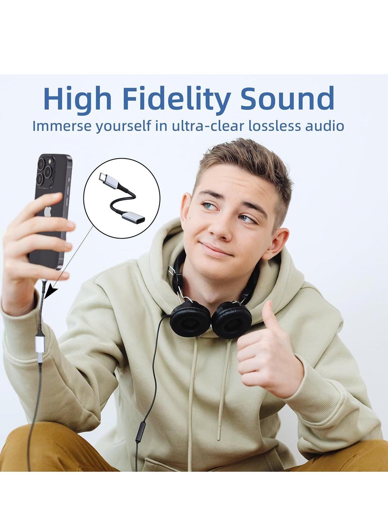 SYOSI كابل محول صوت USB C إلى Lightning، محول سماعات رأس HiFi Audio من USB Type C ذكر إلى Lightning أنثى، مناسب لجهاز iPhone 15 Pro Max، iPad ProAir، MacBook، Galaxy S23 S22، Pixel 7 6 - Image 2