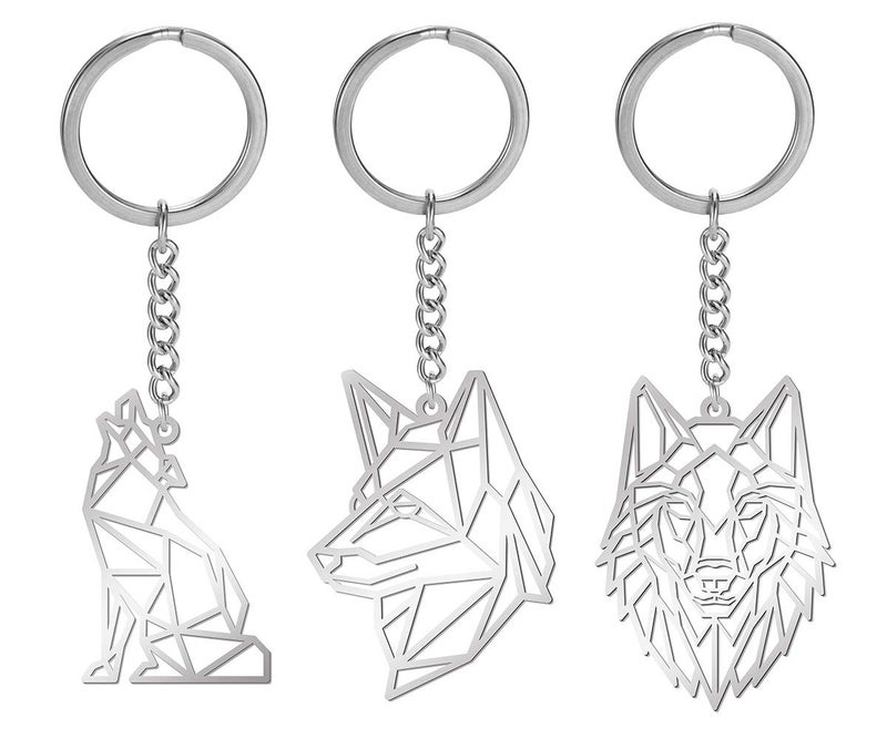 VASSAGO VASSAGO Stainless Steel Hollow Out Animal Keychain Backpack Car Purse Keys Accessories Purse Charm Key Ring for Men and Women (3pcs, silver)  - Image 1