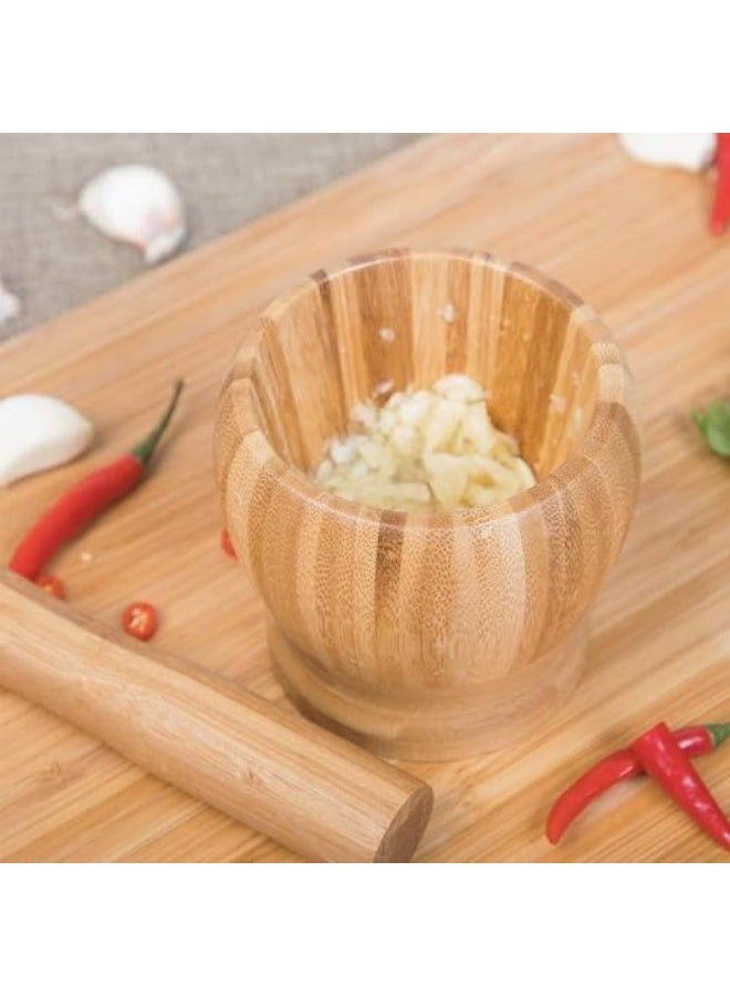 Tazweeq Kitchen Garlic Mortar, Chili Bowl, Mortar Garlic, Garlic Crusher, Household Chili Grinder, Manual Garlic Masher, Bamboo Grinder, Crusher for Kitchen, Kitchen Gadgets, Kitchen Supplies  - Image 4