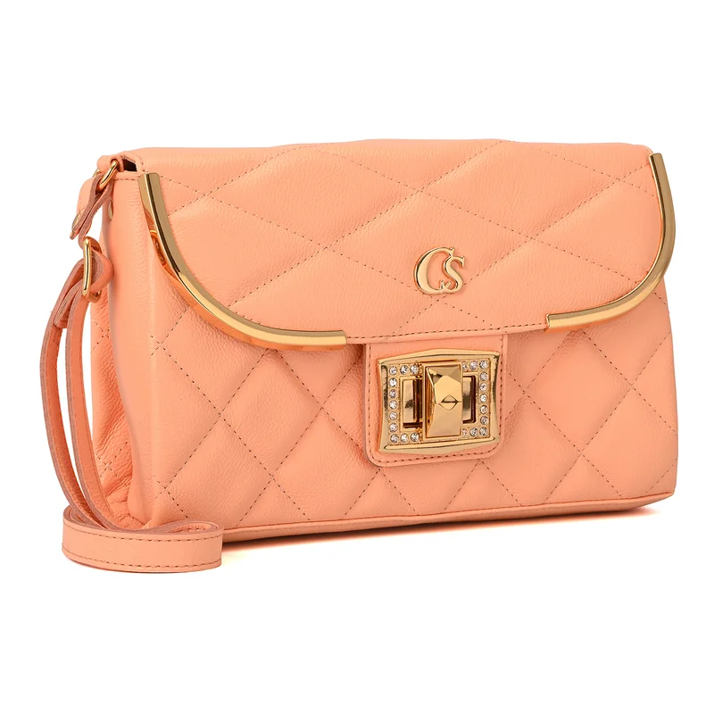 Quilted Bag Details Peach