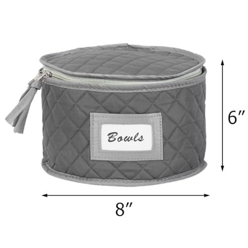 StackStorePlusMore Stack Store Plus More China Storage Quilted Case for Dessert Plate, Bowls, Small Plate or Saucer - 8" W x 6" H - Gray - Includes 12 Felt Separators - Image 2