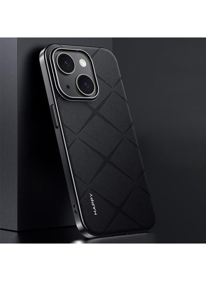 Zaboon Case For iPhone 13 Plain Leather PC Phone Case - Image 1