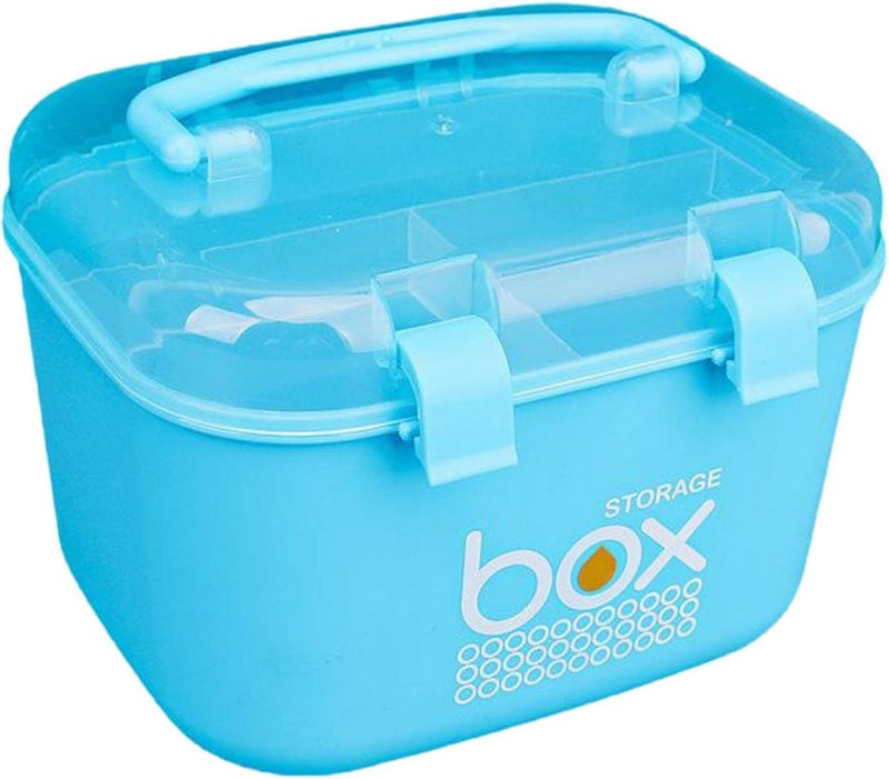 Styxon Multipurpose Portable Storage Box for Kids Sewing Machine Box, Medicine Pill, Children's Toys, Crafts, Arts Supplies, Office Supplies | Plastic | Pack-1 (Blue) - Image 1