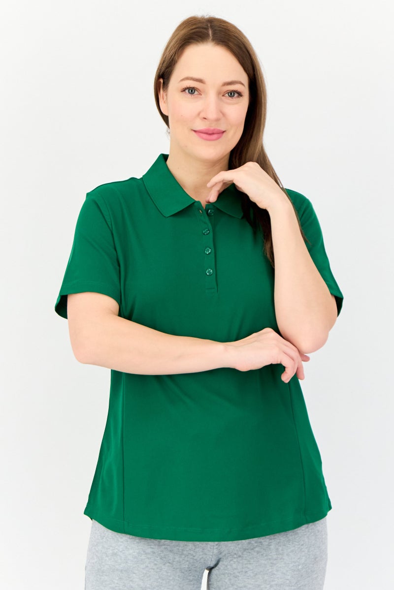 Greg Norman Women Sportswear Fit Training Plain Polo Shirt, Green  - Image 1
