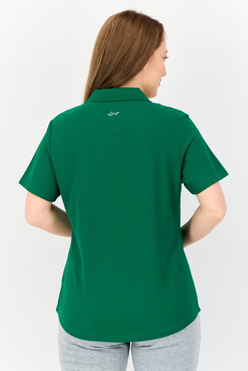 Greg Norman Women Sportswear Fit Training Plain Polo Shirt, Green  - Image 3