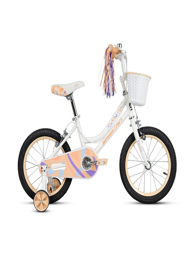 Spartan Orxy Kids Bike | 18 Inch Wheel Size With Training Wheels | Single Speed | Light Peach Color - Image 1