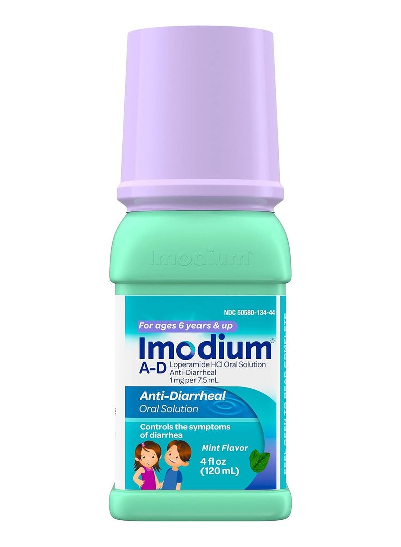 IMODIUM Children's Liquid Anti Diarrheal Medicine Loperamide Hydrochloride Mint Flavour 4fl oz - Image 3