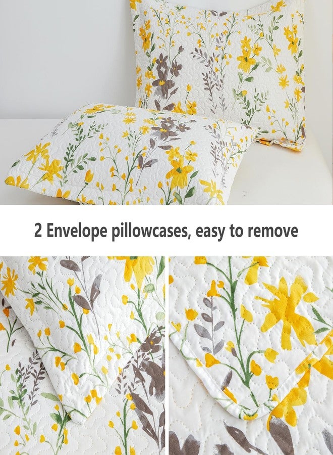 Jarson 3-Piece Floral Quilt Set King Size,Lightweight Spring Summer Country Bedspread,Reverisible Patchwork Botanical Flowers Bedding Set(1 Coverlet & 2 Pillow Shams Included) - Image 2